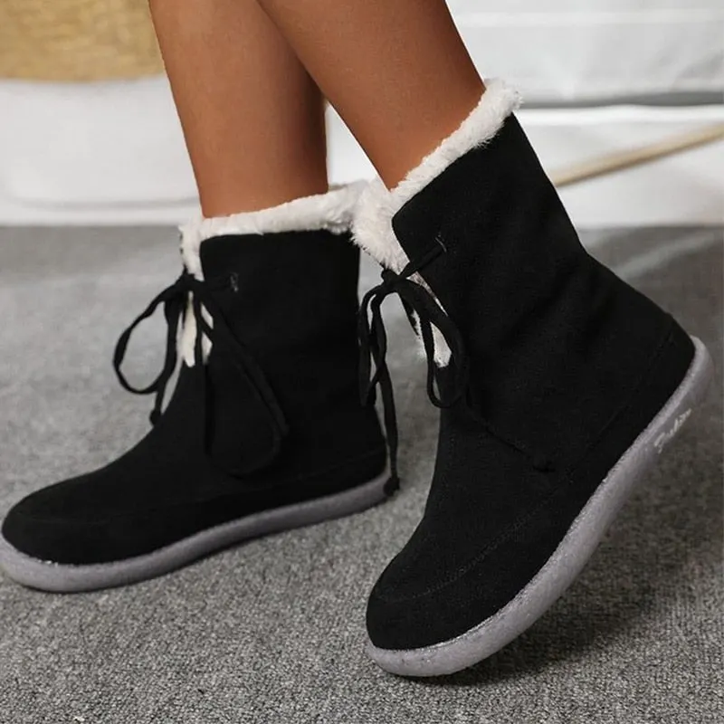 Women Snow Boots Winter Warm Plush Boots Woman Ankle Boots Ladies Flats Female Fashion Comfort Shoes Women's Casual Footwear