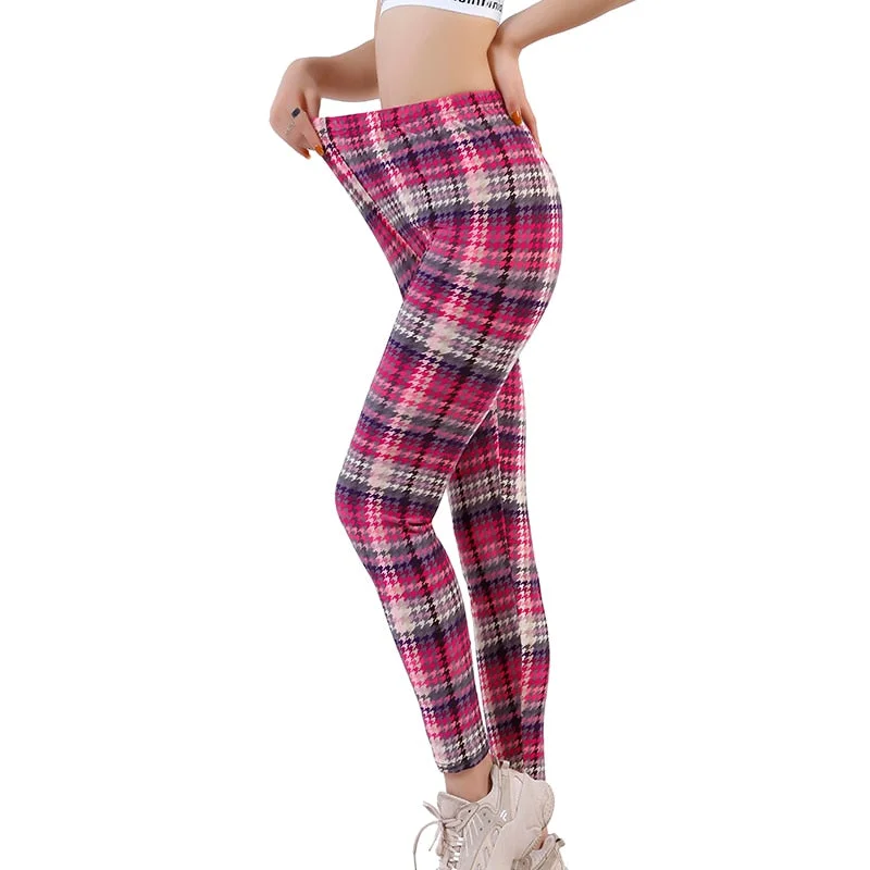 Plaid Leggings Women Sexy Pants Push Up Leggings Fashion Fitness Leggins Gym Sporting High Waist Trousers