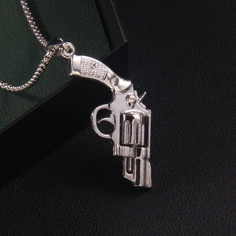Hip-Hop Pistol 201 Stainless Steel Zinc Alloy Plating Men’s Pendant Necklace