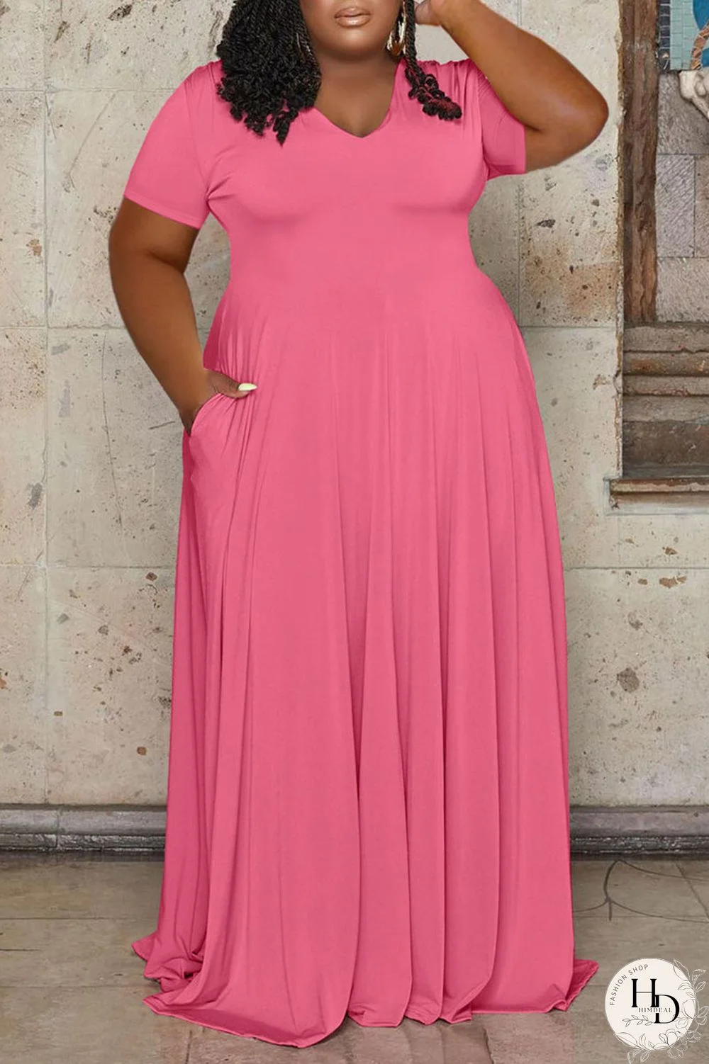 White Casual Solid Patchwork V Neck Straight Plus Size Dresses