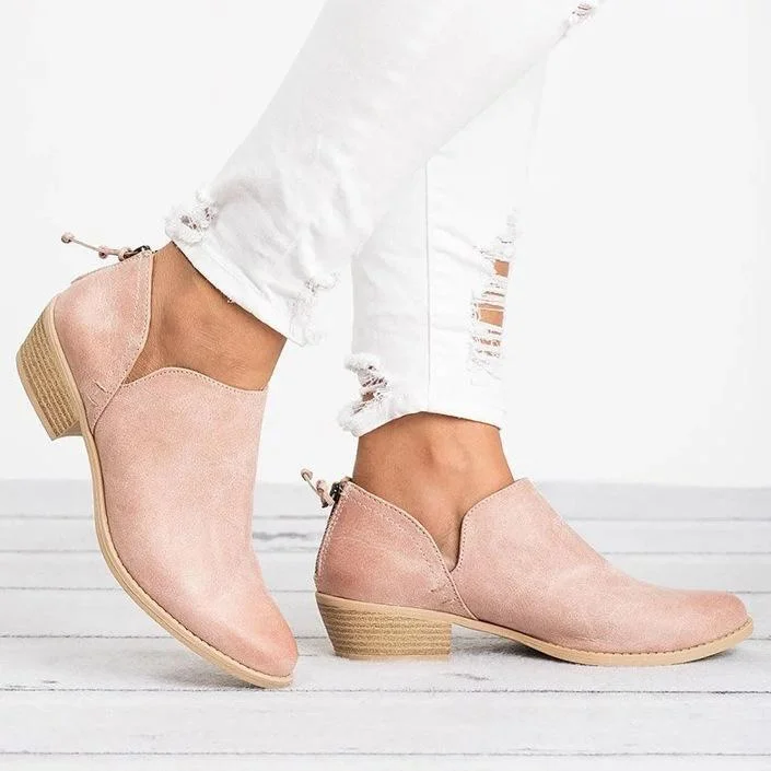Low heel summer booties side slit round toe boots for women shopify Stunahome.com