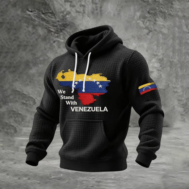 Men's Venezuela Map Print Waffle Hoodie artswardrobe