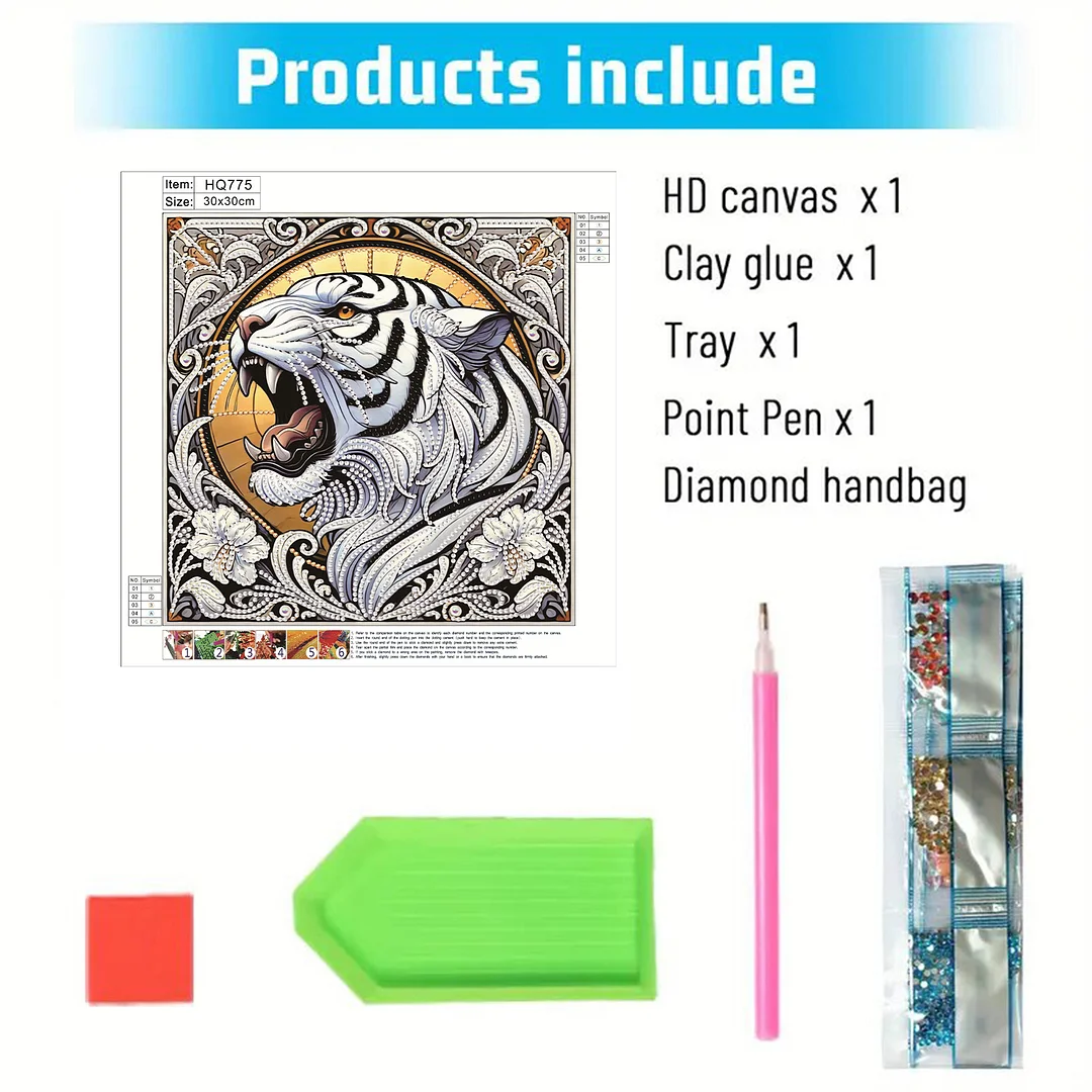 Tiger - Partial Special Shaped Drill Diamond Painting Kits (Canvas|30*30cm)