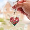 (US Local)6Pcs Acrylic Double Sided Flower Diamond Painting Keychain for Bag Decor