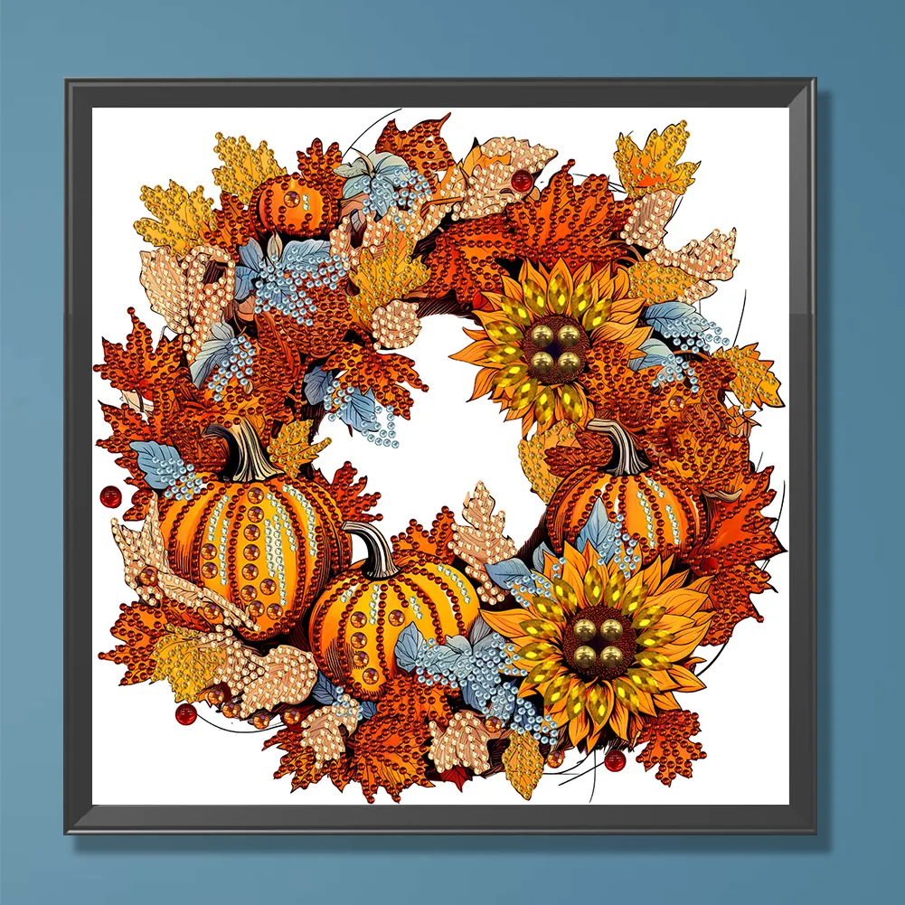 Diamond Painting - Partial Special Shaped Drill - Pumpkin Wreath(Canvas|30*30cm)