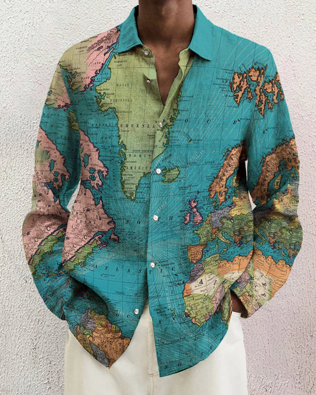 Men's cotton&linen long-sleeved fashion casual shirt 4f98