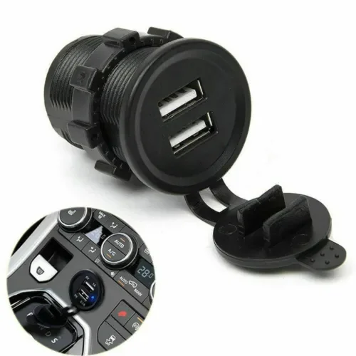 Dronehint 1x Car Parts Cigarette Lighter Socket DC12V Dual USB Charger Power Adapter Black (For: Acura) Parts