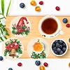 8Pcs Christmas Tree DIY Wood Diamond Painting Coasters Kit with Round Base