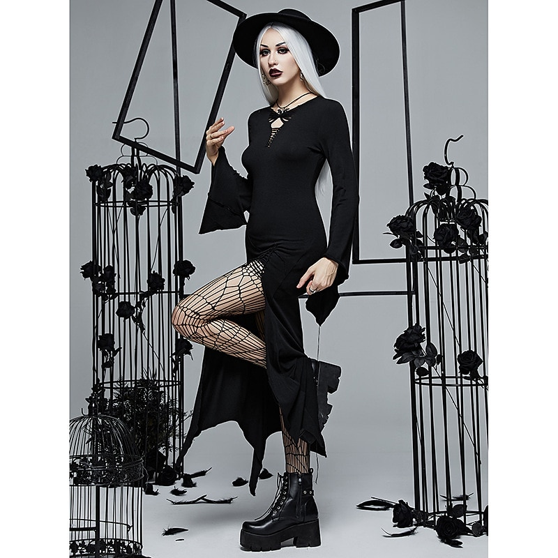 Punk & Gothic Sexy Costume Dress Slit Dresses Morticia Addams Women's Cosplay Costume Halloween Party / Evening Club Dress 2023 - US $24.99 –P7