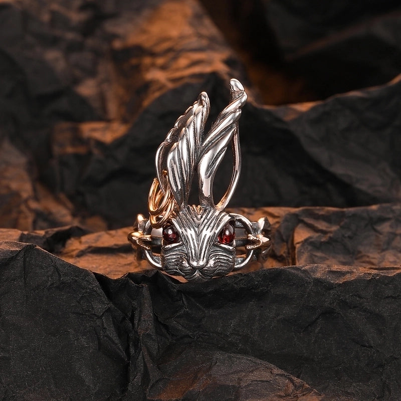 925 Sterling Silver Rabbit Open Rings