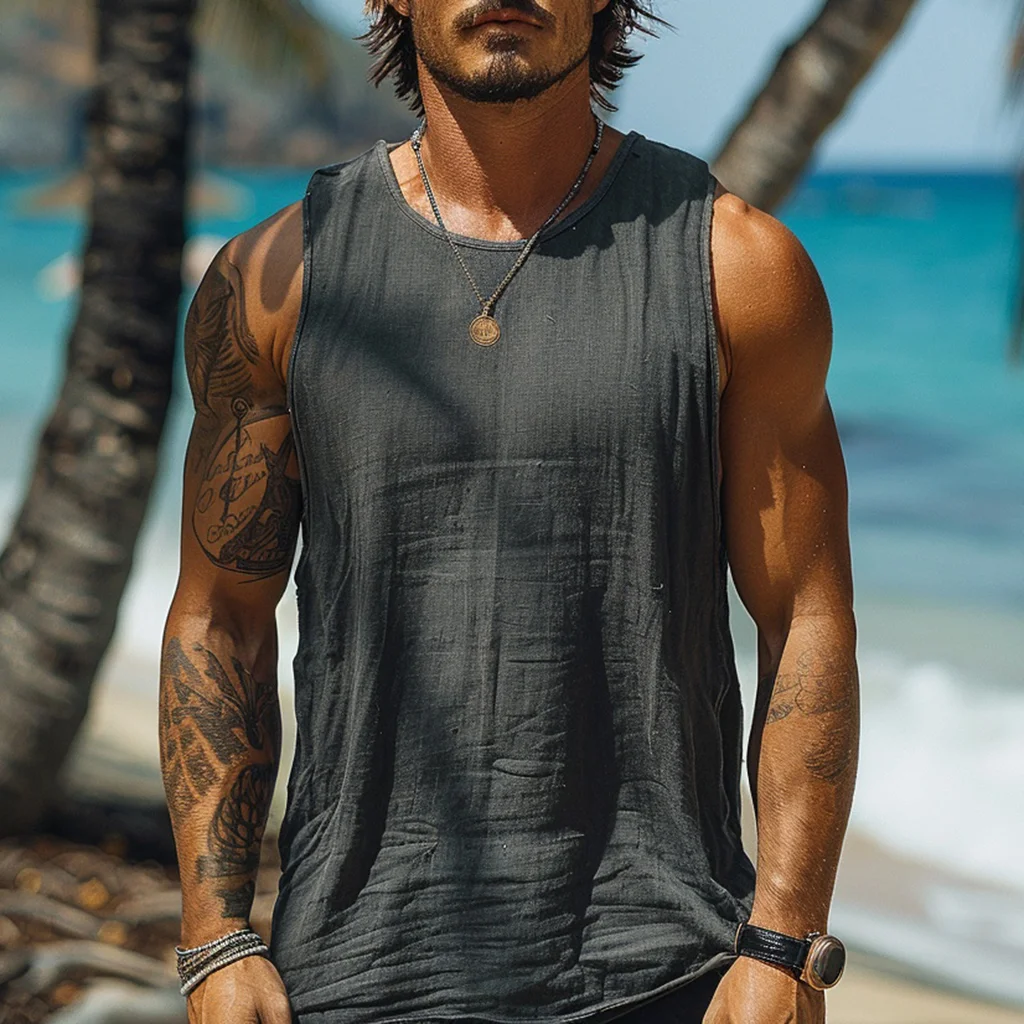 Men's Casual Linen Vest-inspireuse