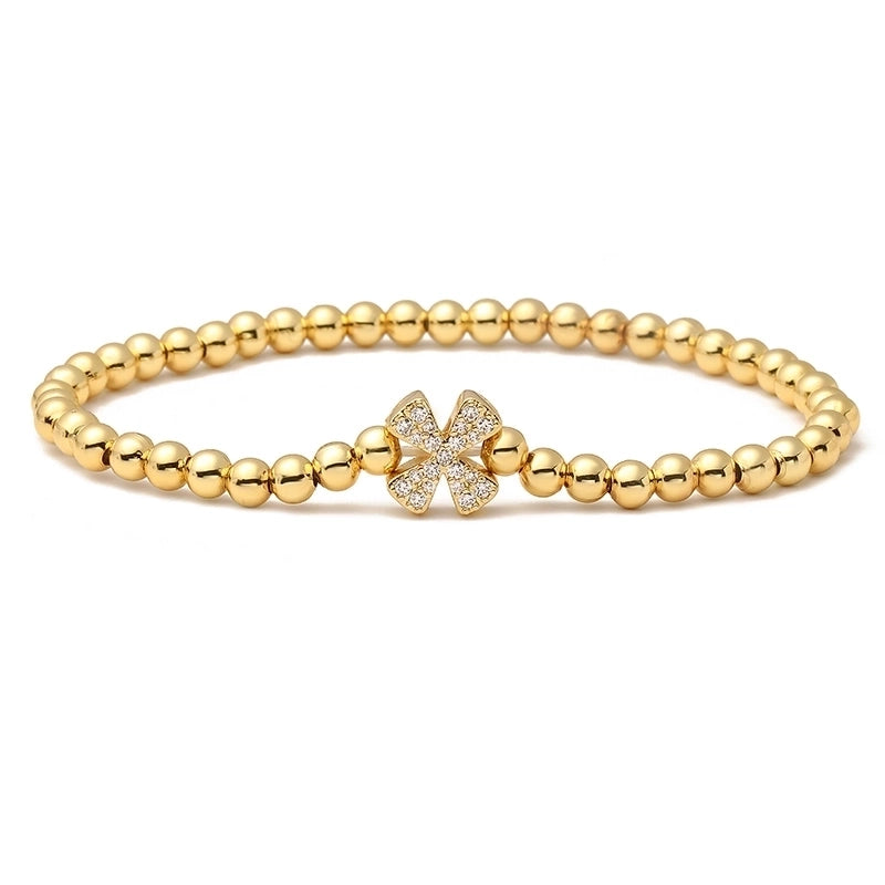 Vintage Style Minimalist Classic Style Letter Copper Zircon 18K Gold Plated Inlay Bracelets