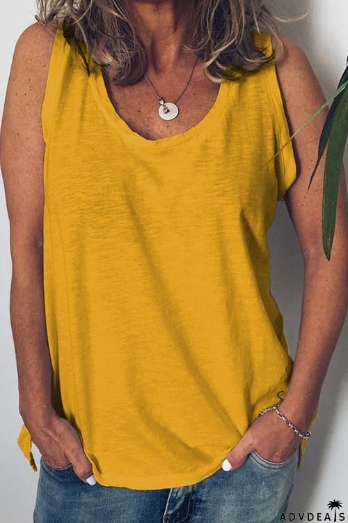 Solid U Neck Tank Top