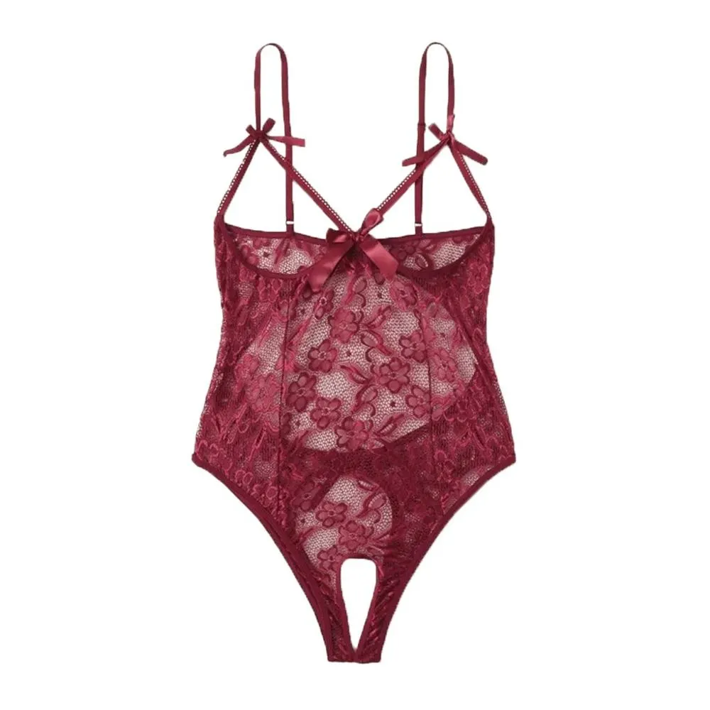 Fashion Sexy Women Exotic Apparel Attraction Hollow Out Lace Perspective With Silver Lingerie Ladies Underwear Plus Size 5 XL