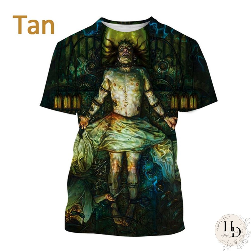 Frankenstein Short-Sleeved Shirt Mens Casual Fashion Horror Movie Harajuku Streetwear Top