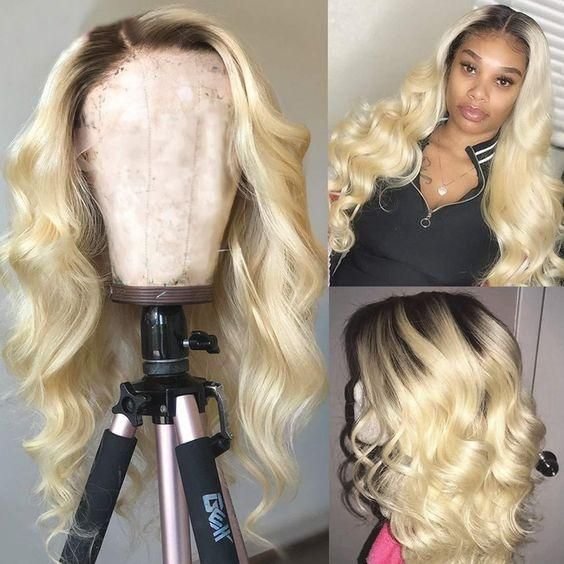 Ombre 1B/613 13x4 Lace Front Wig 613 Blonde Lace Wig with Dark Roots Glueless Human Hair Wig US Mall Lifes