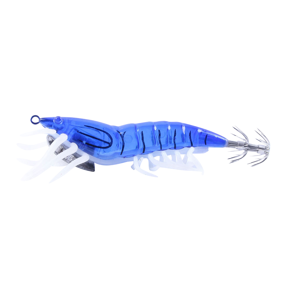 

10cm 13g Shrimp Fishing Lure Hook Luminous Squid Jig Artificial Hard Bait, Blue, 501 Original