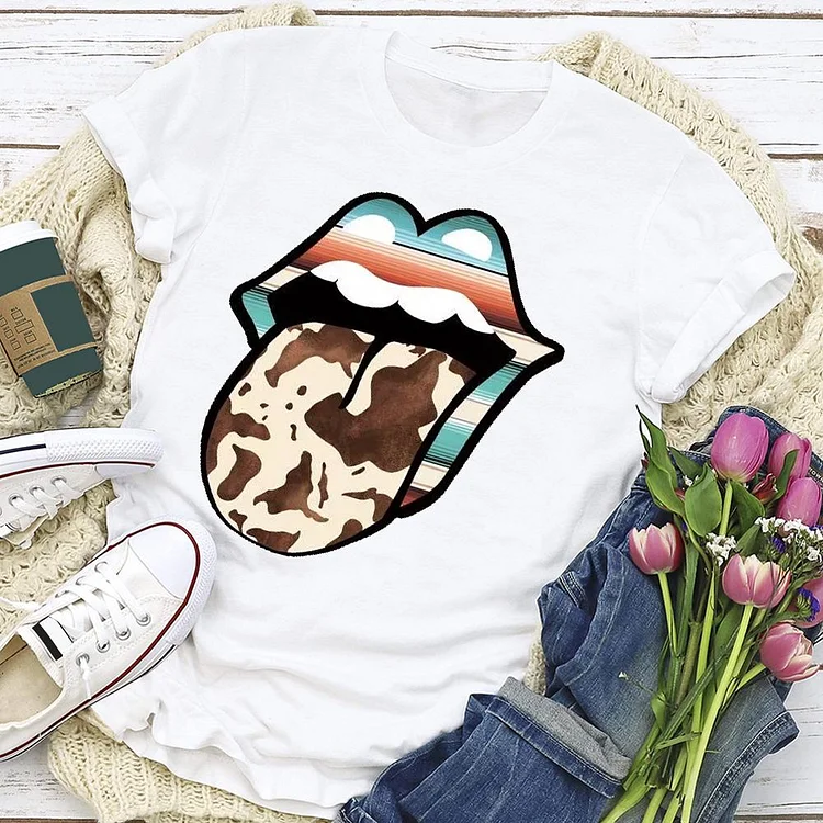 Colorful Striped Cow T-shirt Tee-03899-Annaletters
