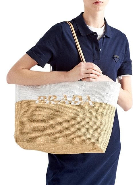  Prada Raffia And Leather Tote Bag 4.6 out of 5 Customer Rating