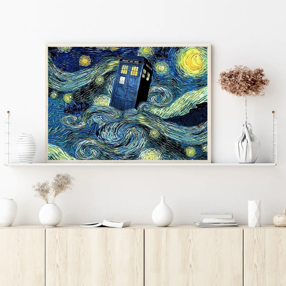 14CT Full Stamped Cross Stitch - Star Booth(Canvas|40*50CM)