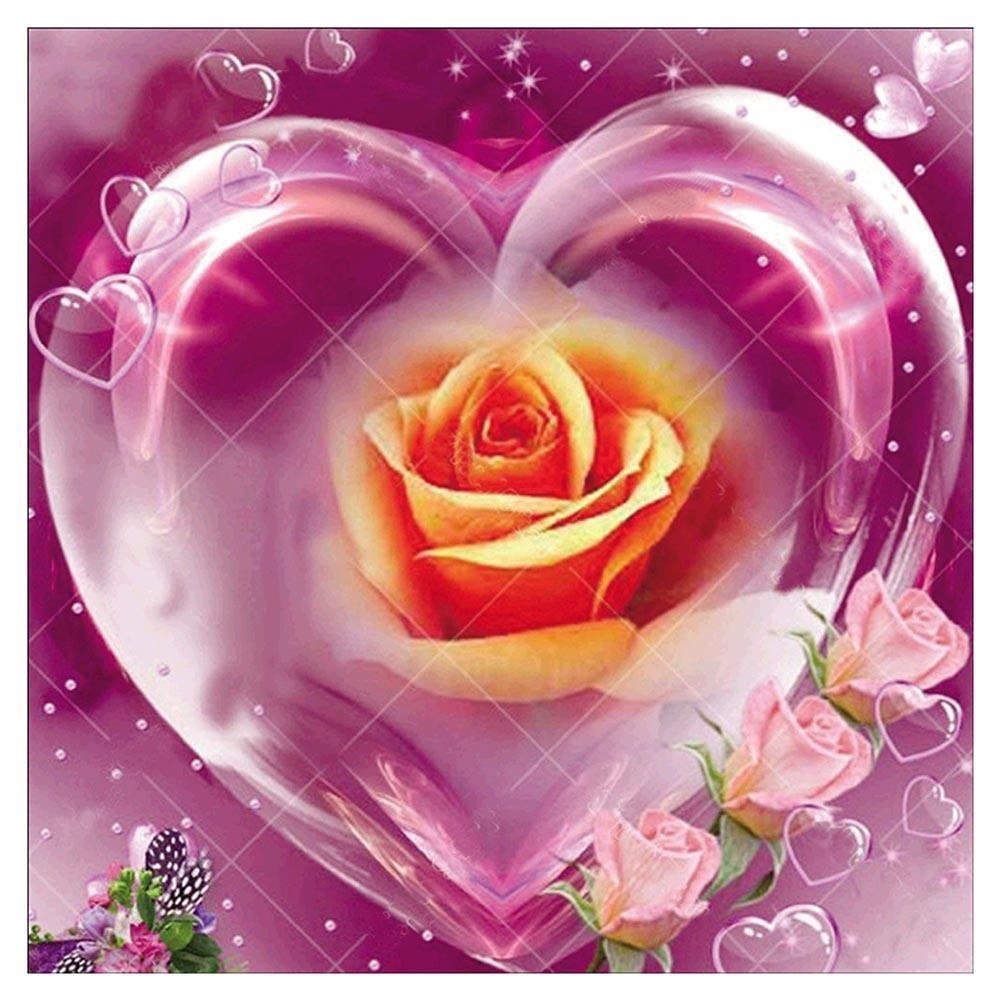 Diamond Painting - Full Round Drill - Heart Rose(30*30cm)