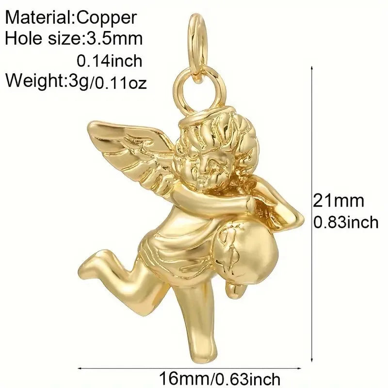 1 Piece 16 * 21mm Hole 3~3.9mm Copper Zircon 18K Gold Plated Angel Star Heart Shape Polished Pendant Jewelry Accessories