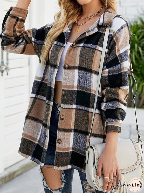 Button-Up Plaid Shirt Jacket