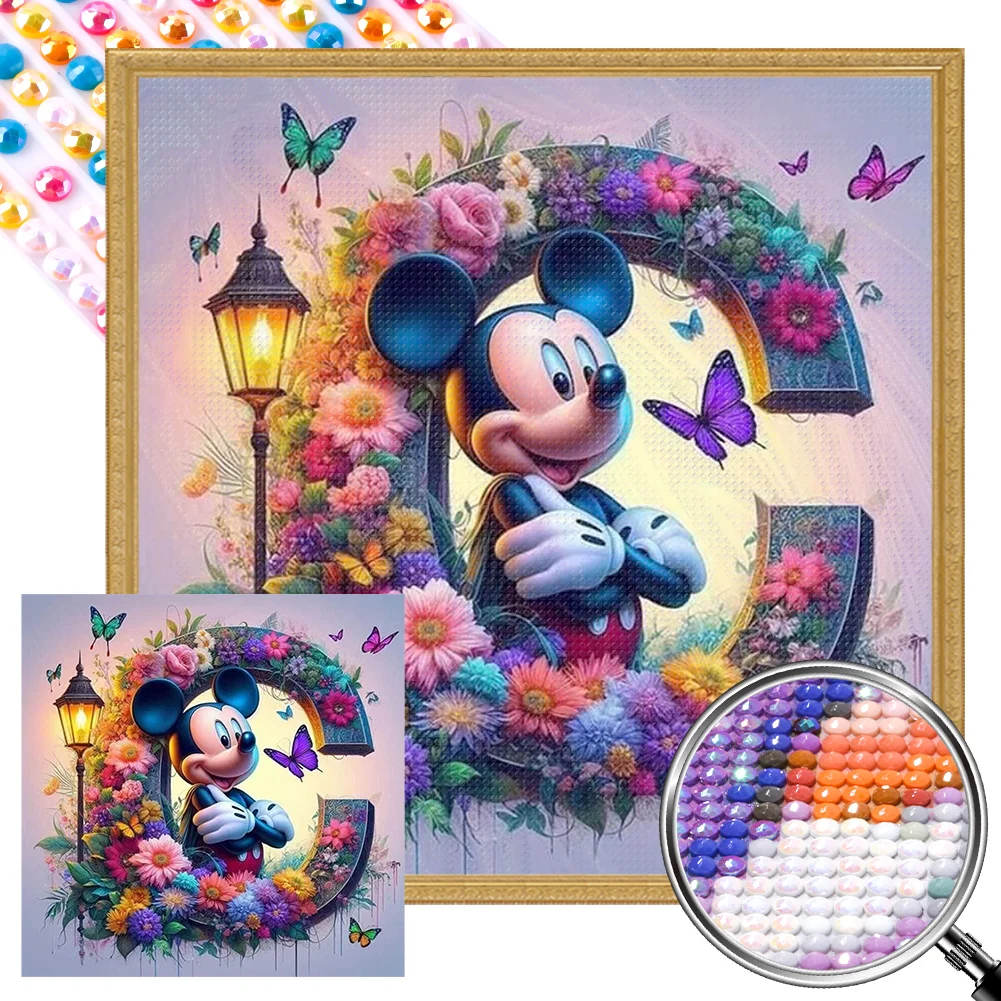 Partial AB Diamond Painting - Full Round Drill - Mickey Minnie Letters(Canvas|35*35cm)