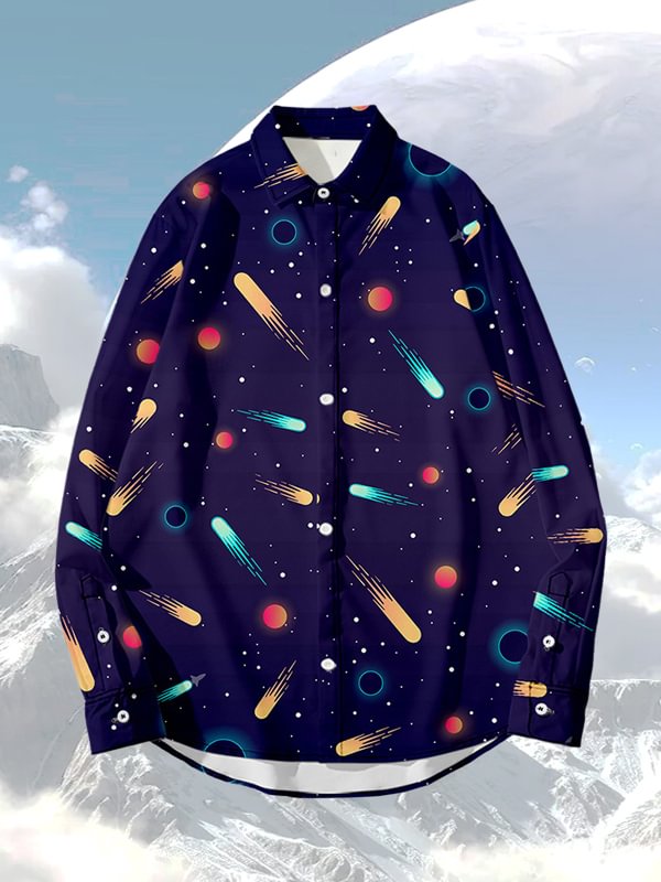 Space Comet Print Men's Shirt in  mildstyles