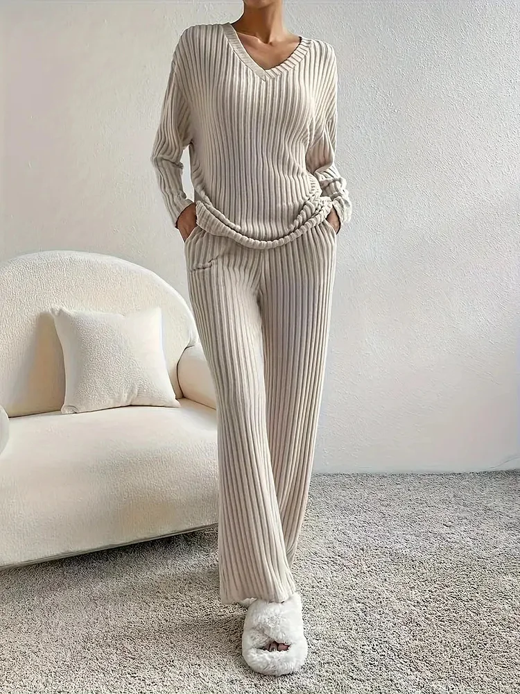 Ribbed Knit Lounge Set  Stunahome.com