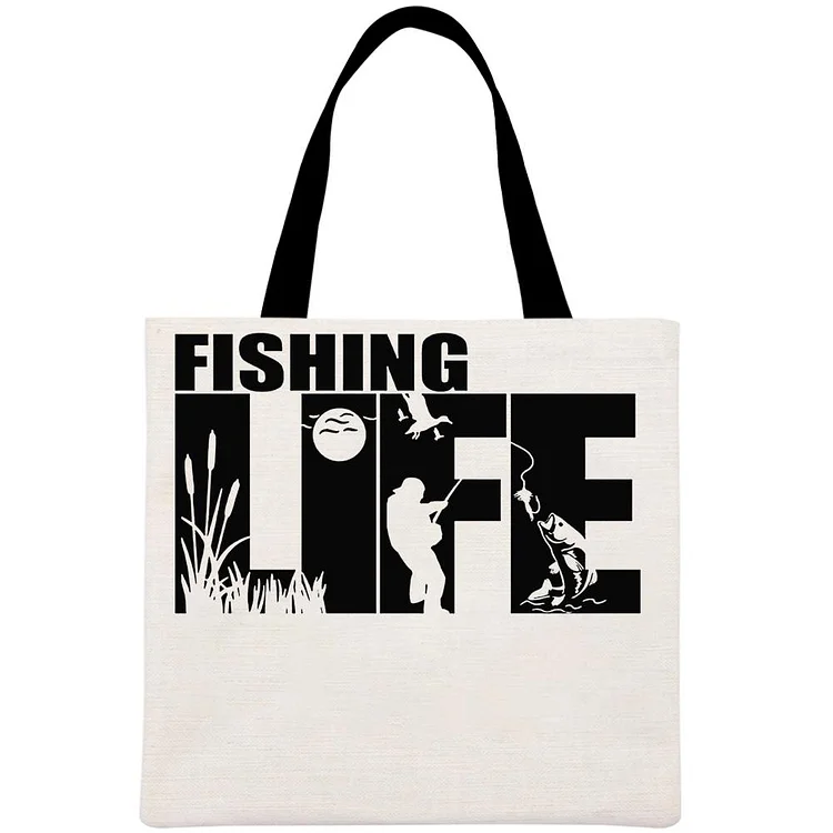 Fishing Life Printed Linen Bag-Annaletters