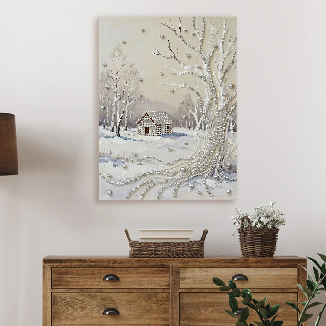 Snowfield DIY Pearl Diamond Art Kit for Adults Home Decor With Frame 30x40cm