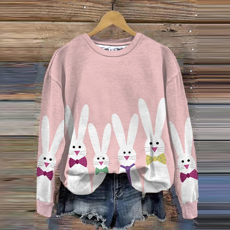 Women'S Easter Bunny Print Sweatshirt wearshes