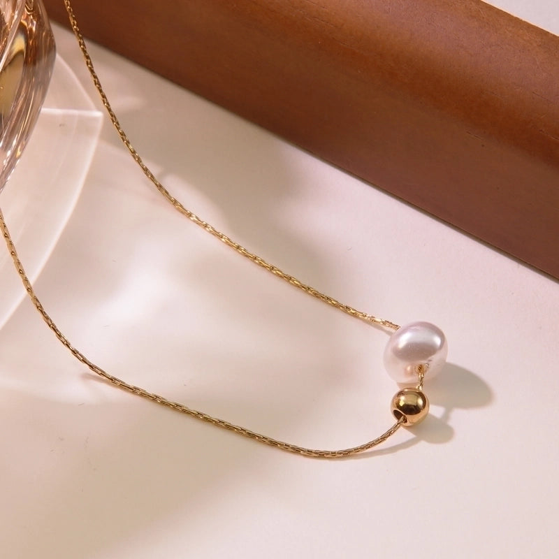 Sweet Minimalist Solid Color 304 Stainless Steel 18K Gold Plated Plating Pendant Necklace