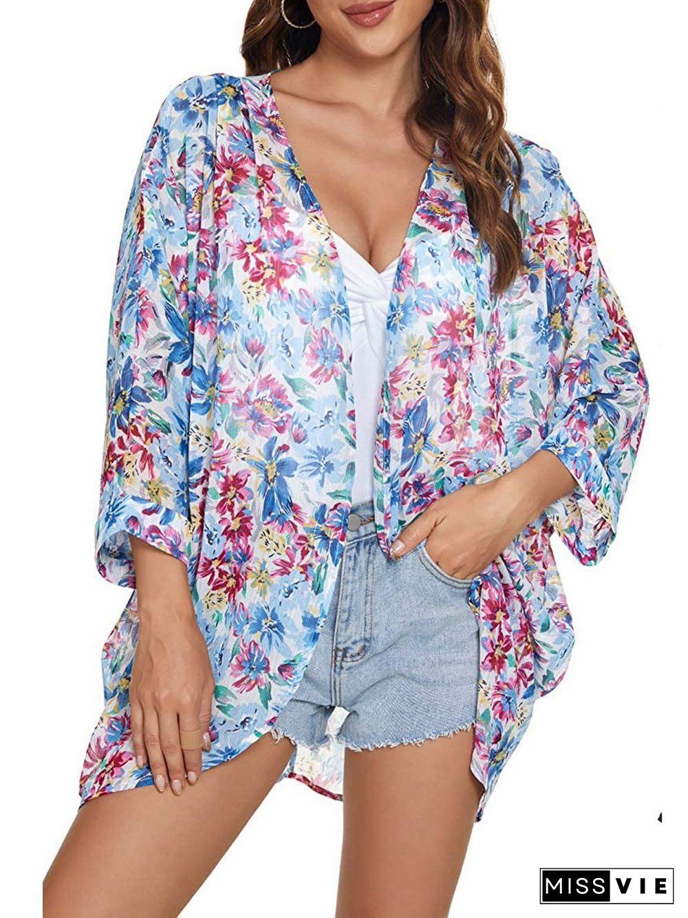 Women's V-neck Long Sleeve Printed Tops