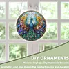 (18.5cm)DIY Acrylic Jigsaw Puzzle Window Hanging with Hanging Chain DIY Stained Glass Decoration Round Window Puzzle Decor for DIY Craft Project (Peacock)