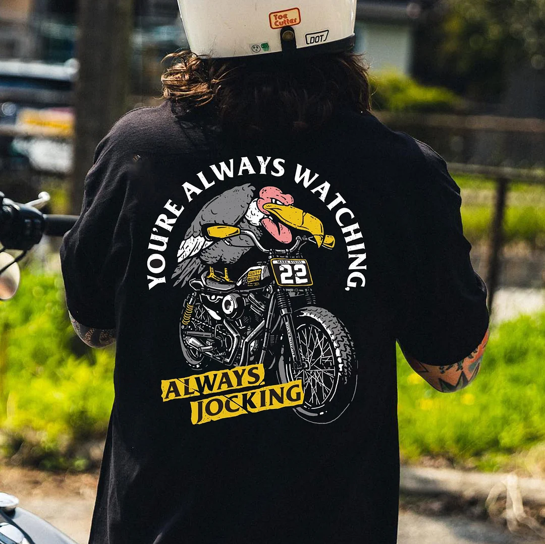 YOU'RE ALWAYS WATCHING Black Print T-Shirt