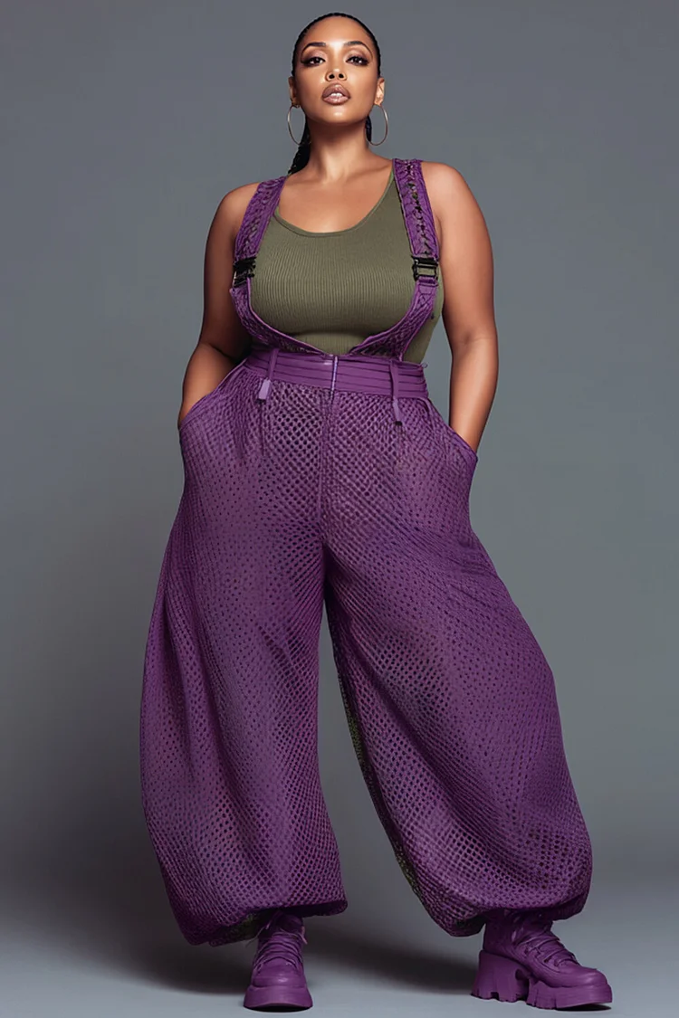 Xpluswear Design Plus Size Party Purple Pocket Jumpsuits [Pre-Order] 2024 - Xpluswear