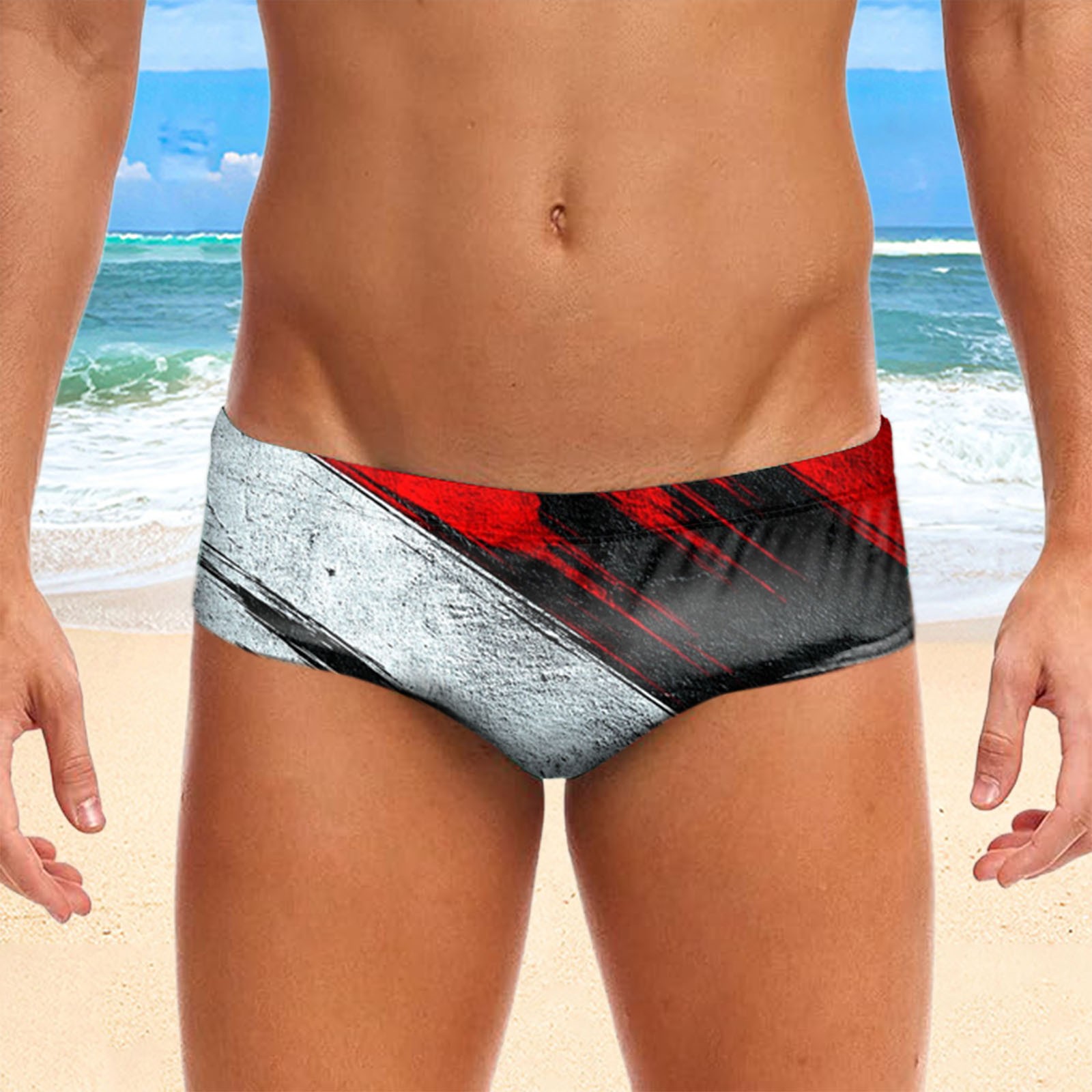 Multiplewell Sexy Men Swimming Trunks Briefs Summer Bikini Swimwear Mens Summer Stretch Swimming Briefs 3d Male Sport Beach Surfing Swimwear