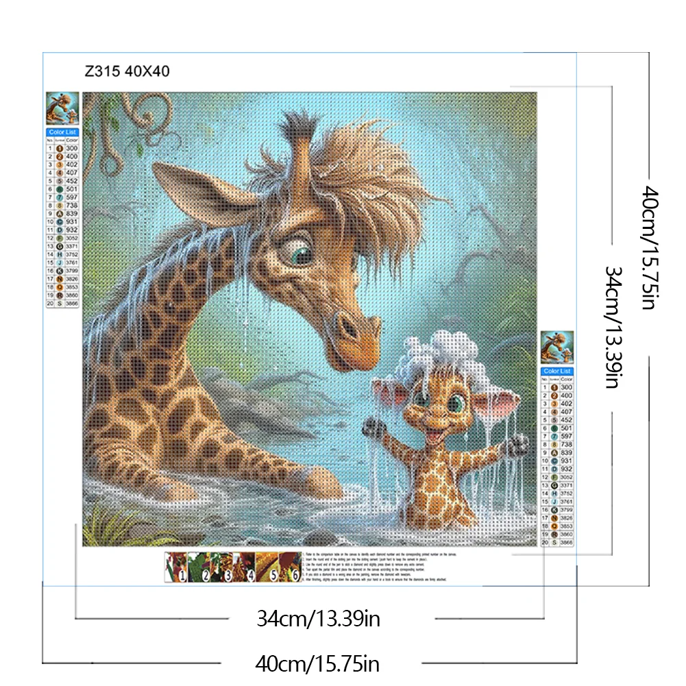 Diamond Painting - Full Round Drill - Giraffe(Canvas|40*40cm)