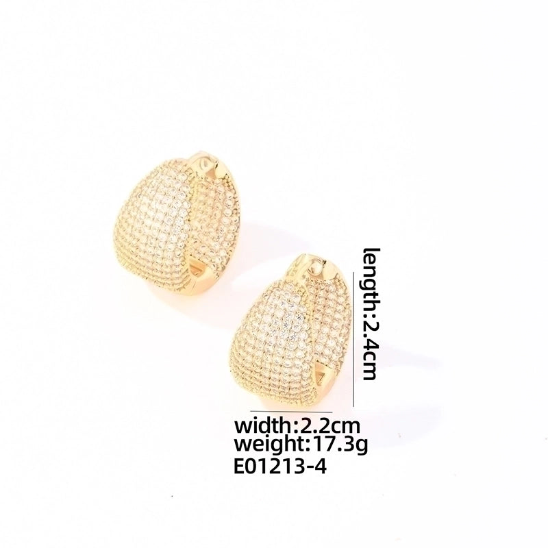 1 Pair Glam Luxurious Shiny Round Oval Solid Color Plating Inlay Copper Zircon Gold Plated Earrings