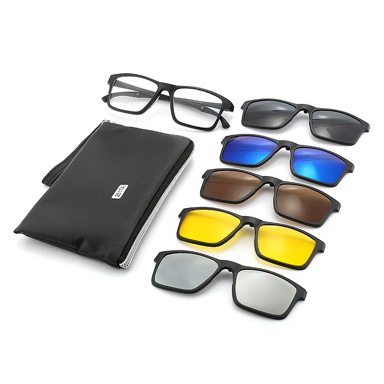 Six-in-one Anti-shedding Retro Myopia Frame Men's And Women's Glasses Polarized Sunglasses Sports Basketball Riding Sunglasses