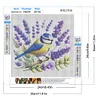 Lavendel und Vogel - Rundbohrer Diamantmalerei - 30*30cm