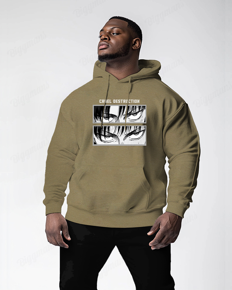 Cotton-sharp Eyes Animation Printing Men's Loose Oversized Hoodie