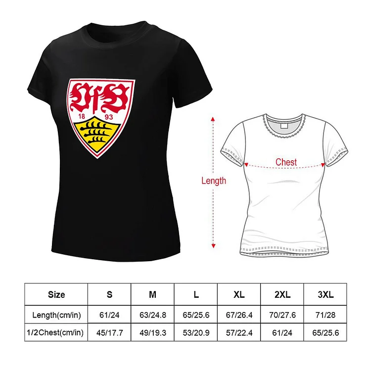 VfB Stuttgart Damen Kurzarm Rundhals T-Shirt Casual Sommer Tops