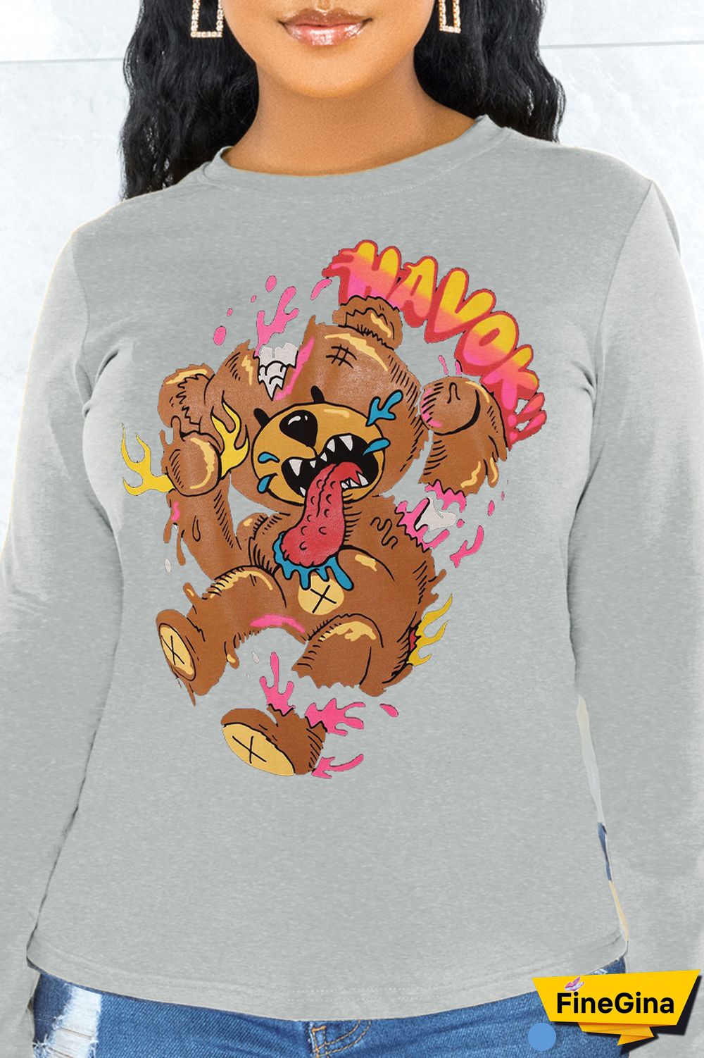 Black Street Daily Print Patchwork O Neck Tops