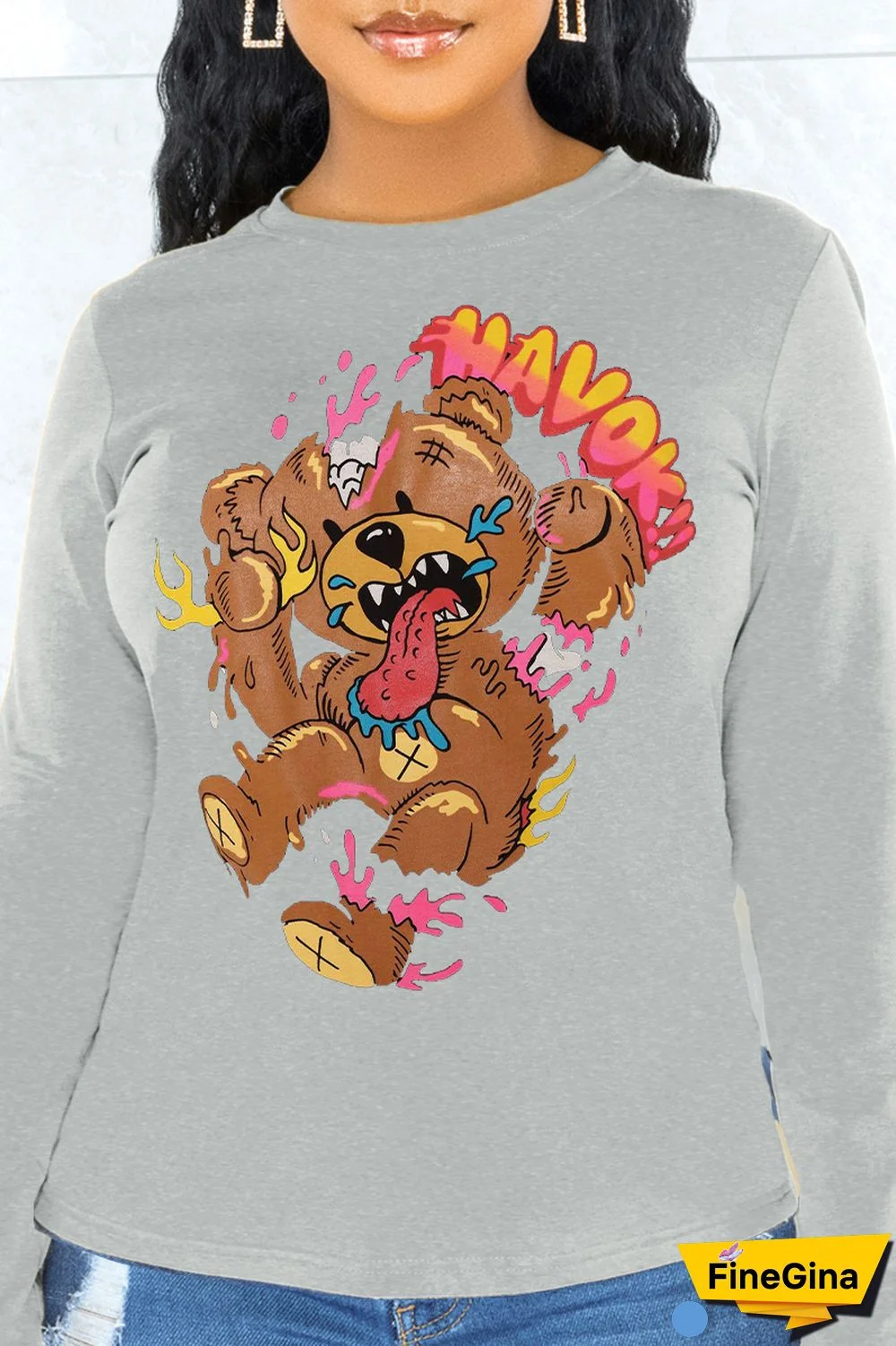 Black Street Daily Print Patchwork O Neck Tops