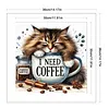 Coffee Cat-Partial 11CT Stamped Cross Stitch Bead Embroidery 36*36cm/14.17*14.17in tapestrymarket