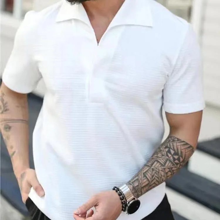 Men's Quick Dry Breathable Waffle Lapel Polo Shirt 32499645X