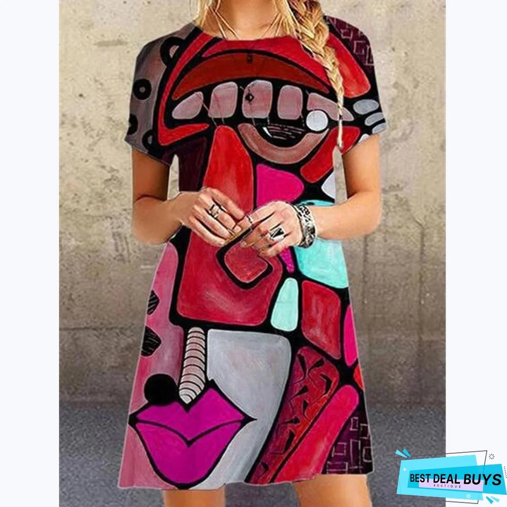 Fashion Printed Large Size Loose Dress